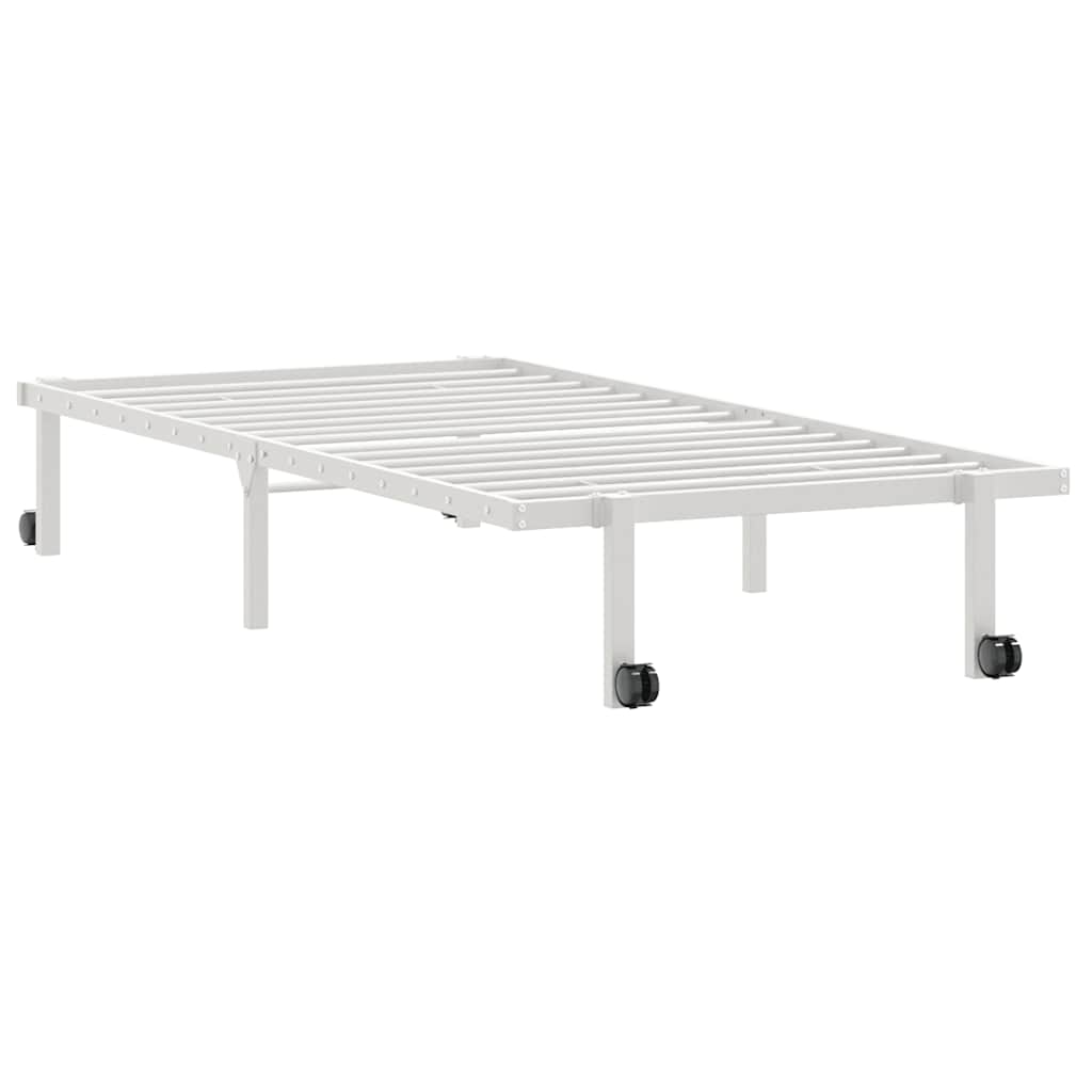 Sengeramme uten madrass sammenleggbar hvit 90x190 cm stål