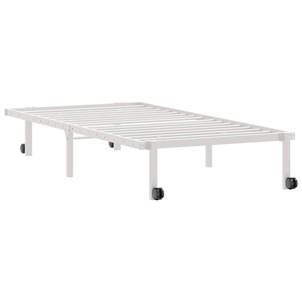 Sengeramme uten madrass sammenleggbar hvit 90x190 cm stål