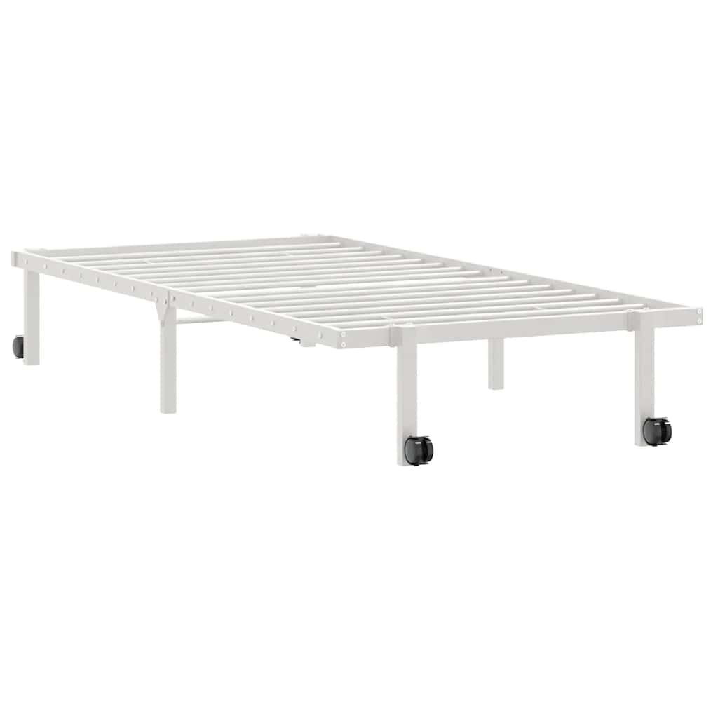 Sengeramme uten madrass sammenleggbar hvit 90x200 cm stål