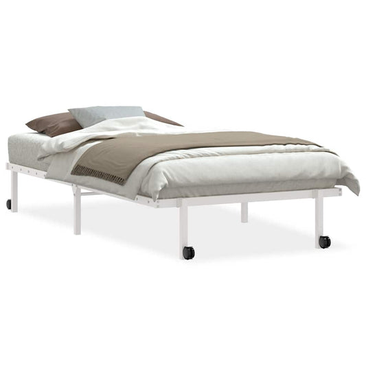 Sengeramme uten madrass sammenleggbar hvit 100x190 cm stål