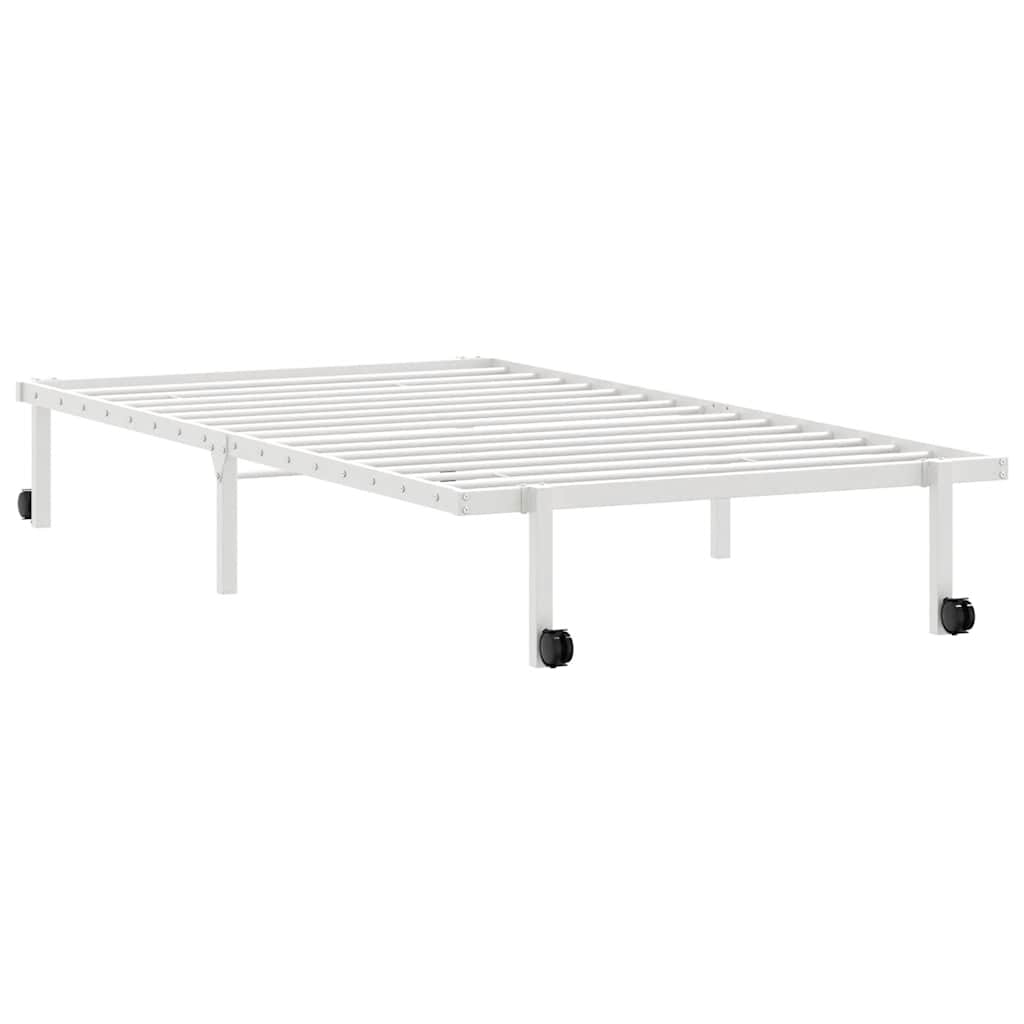 Sengeramme uten madrass sammenleggbar hvit 100x190 cm stål