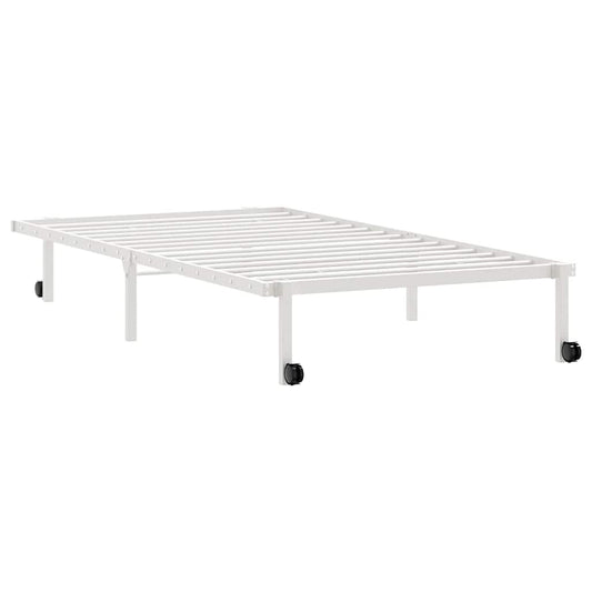 Sengeramme uten madrass sammenleggbar hvit 100x190 cm stål