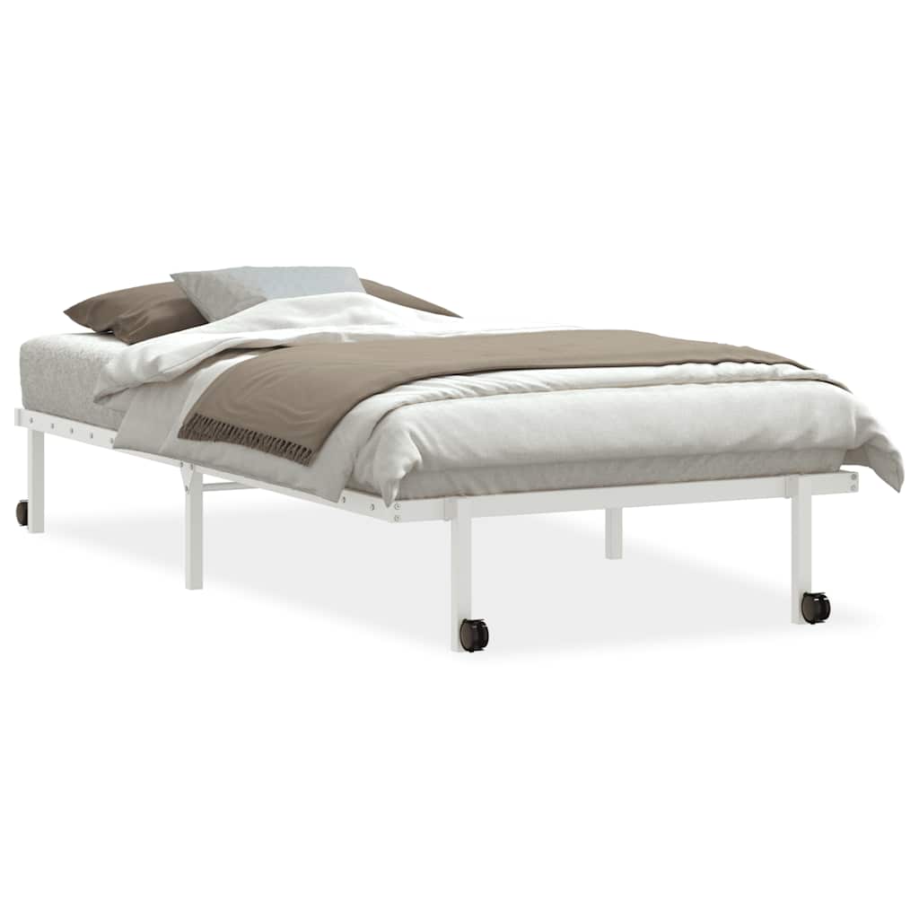 Sengeramme uten madrass sammenleggbar hvit 100x200 cm stål