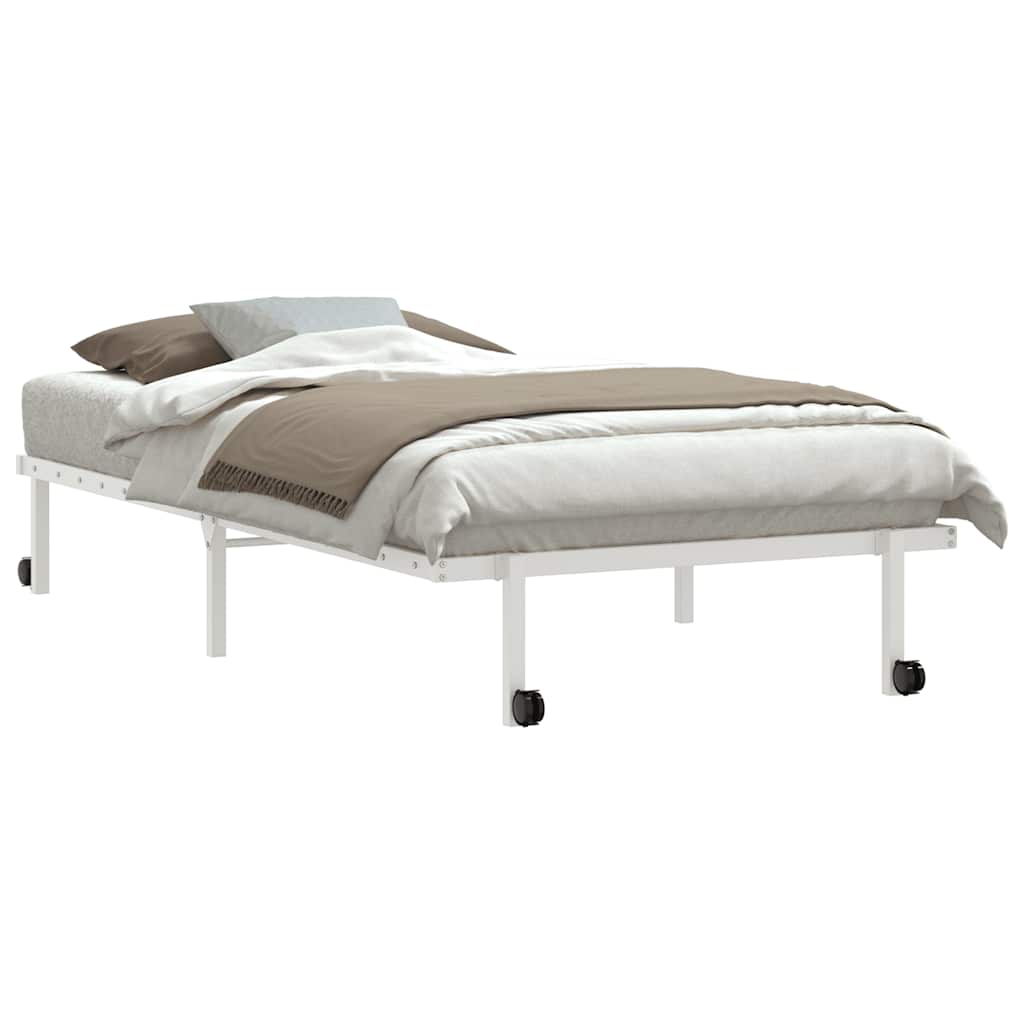 Sengeramme uten madrass sammenleggbar hvit 100x200 cm stål