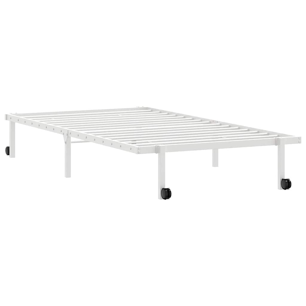 Sengeramme uten madrass sammenleggbar hvit 100x200 cm stål
