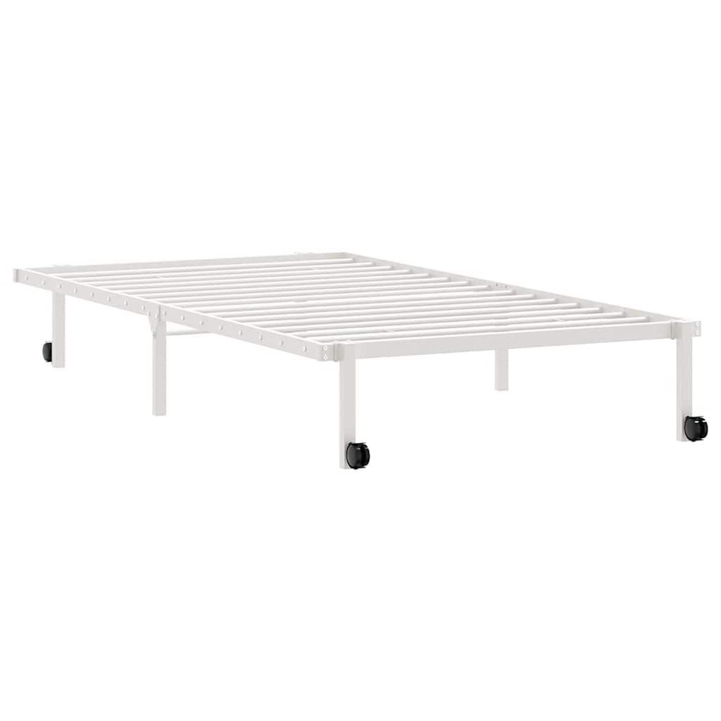 Sengeramme uten madrass sammenleggbar hvit 100x200 cm stål