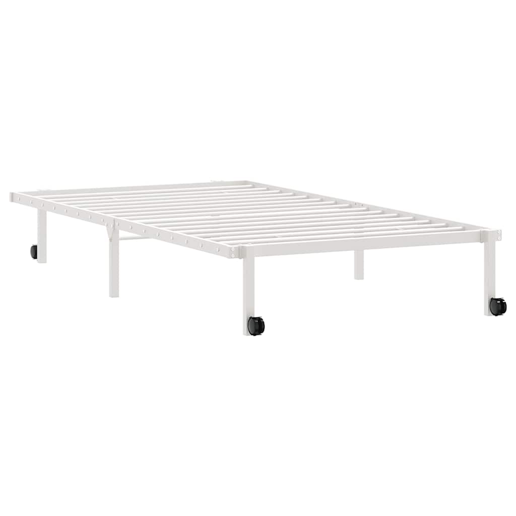 Sengeramme uten madrass sammenleggbar hvit 107x203 cm stål