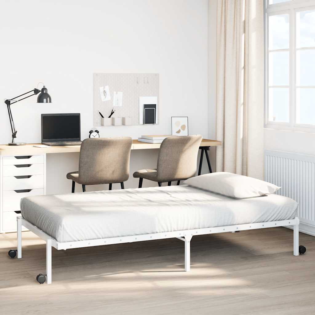 Sengeramme uten madrass sammenleggbar hvit 107x203 cm stål