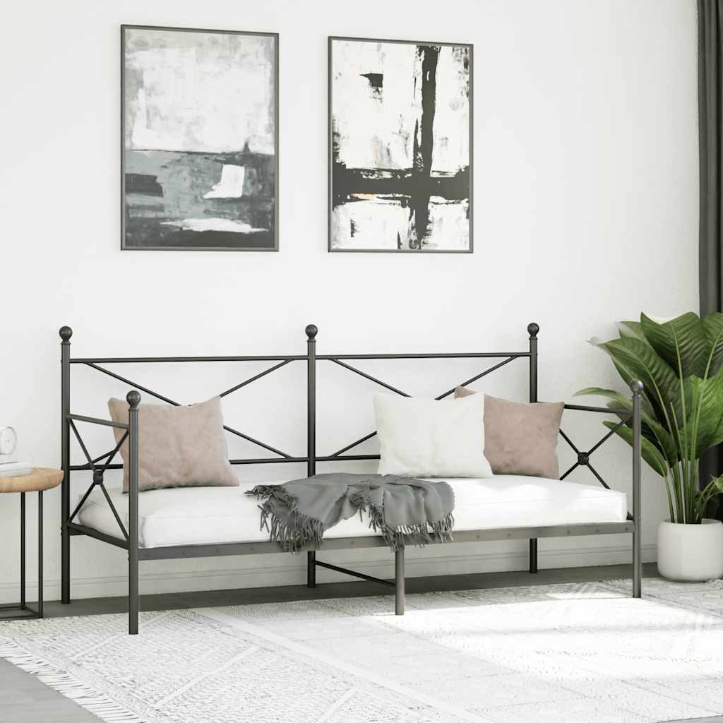 Dagseng uten madrass svart 80x200 cm stål
