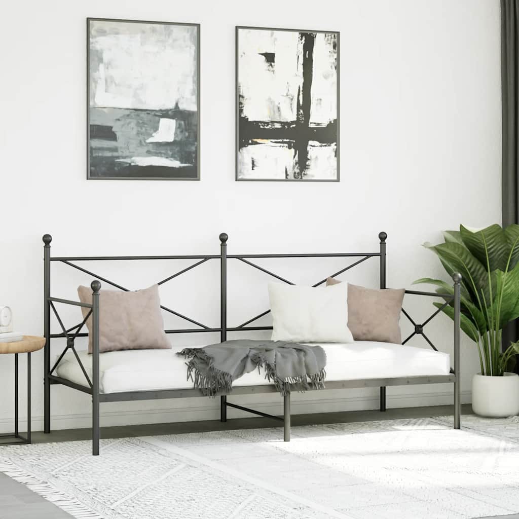 Dagseng uten madrass svart 90x200 cm stål