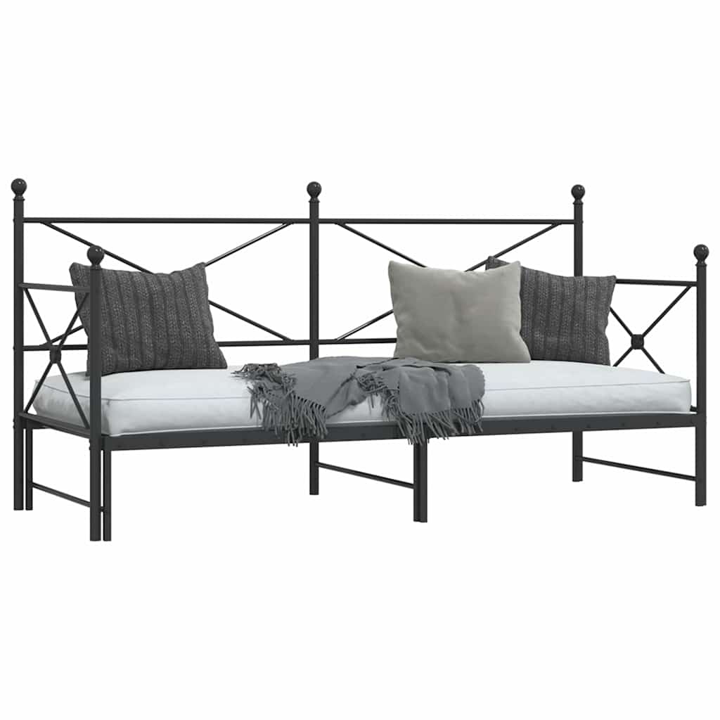 Dagseng med trille uten madrass svart 75x190 cm stål vidaXL