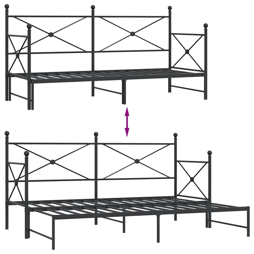 Dagseng med trille uten madrass svart 75x190 cm stål vidaXL