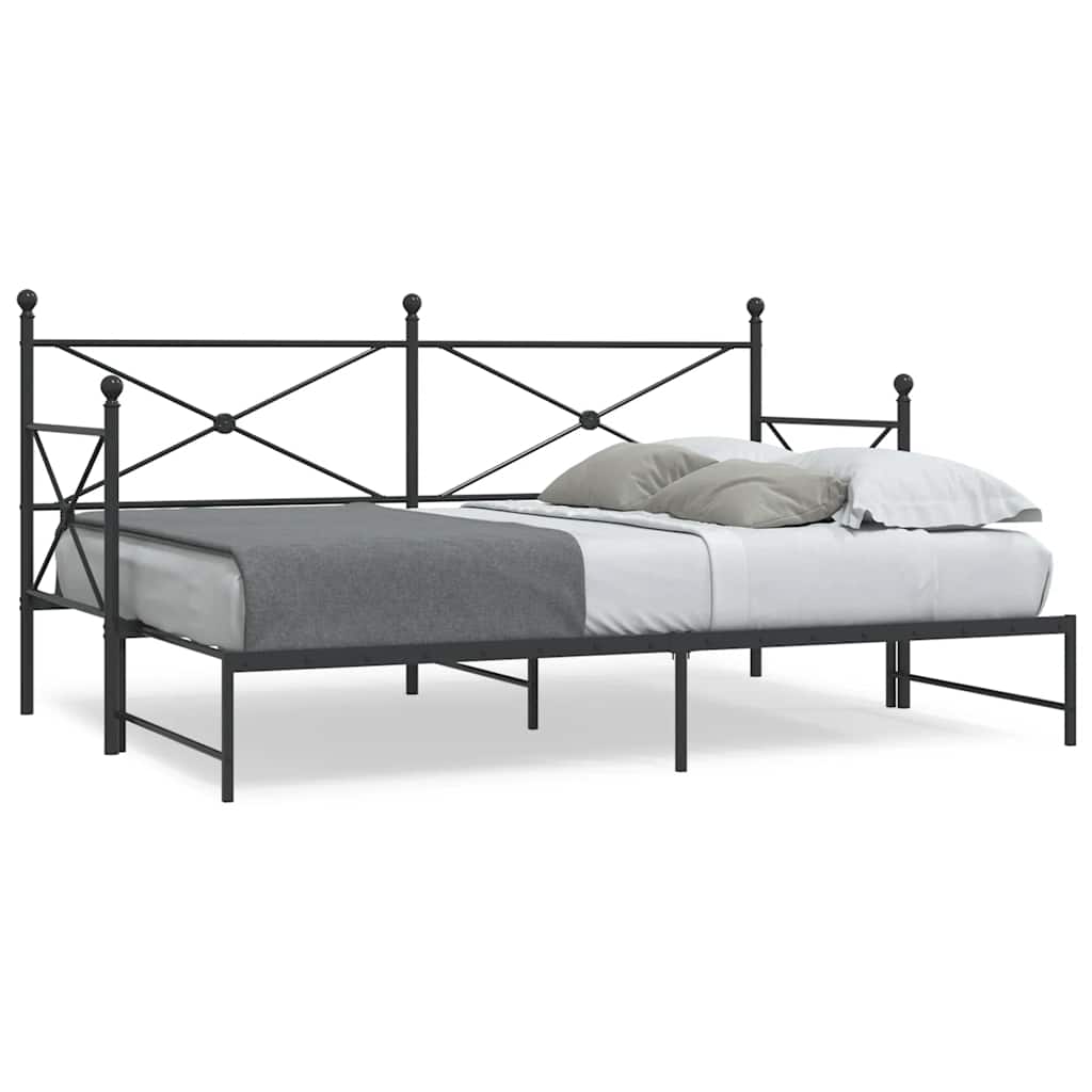 Dagseng med trille uten madrass svart 75x190 cm stål vidaXL