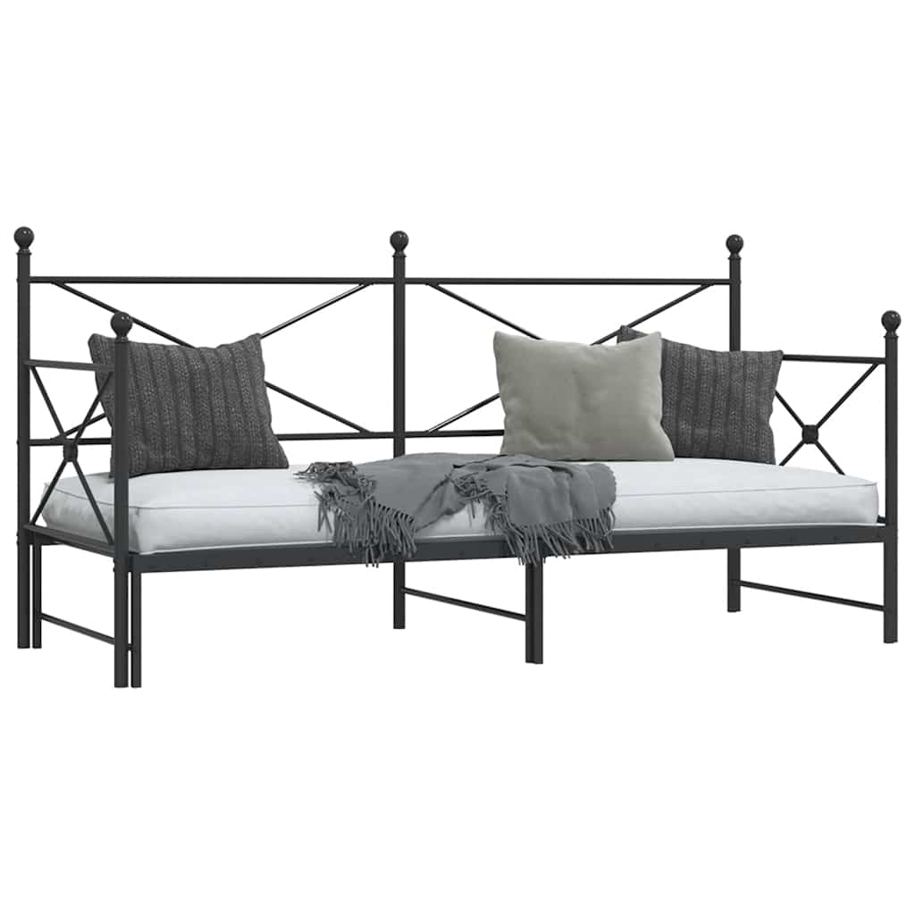 Dagseng med trille uten madrass svart 90x190 cm stål