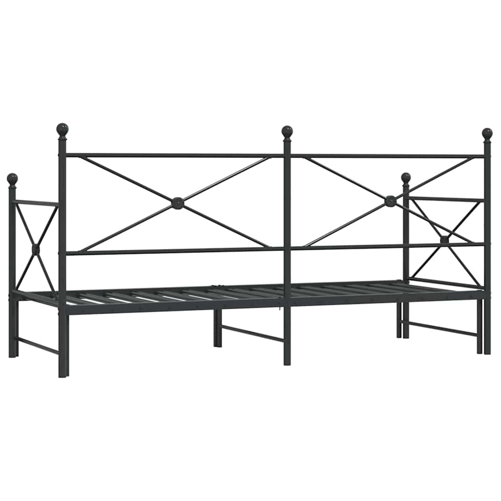 Dagseng med trille uten madrass svart 90x190 cm stål