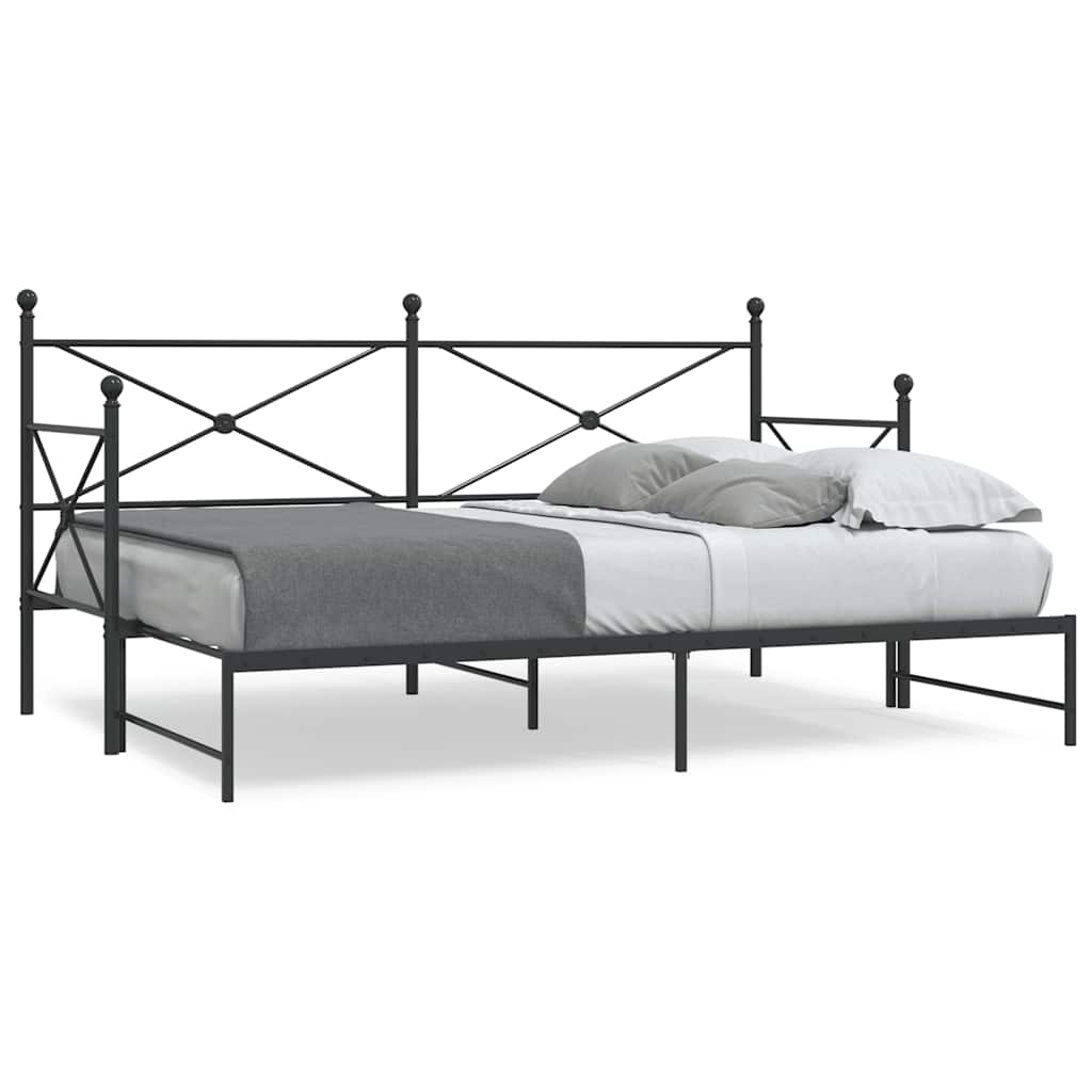Dagseng med trille uten madrass svart 90x190 cm stål