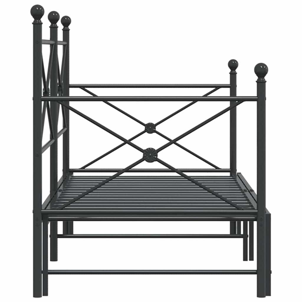 Dagseng med trille uten madrass svart 90x200 cm stål