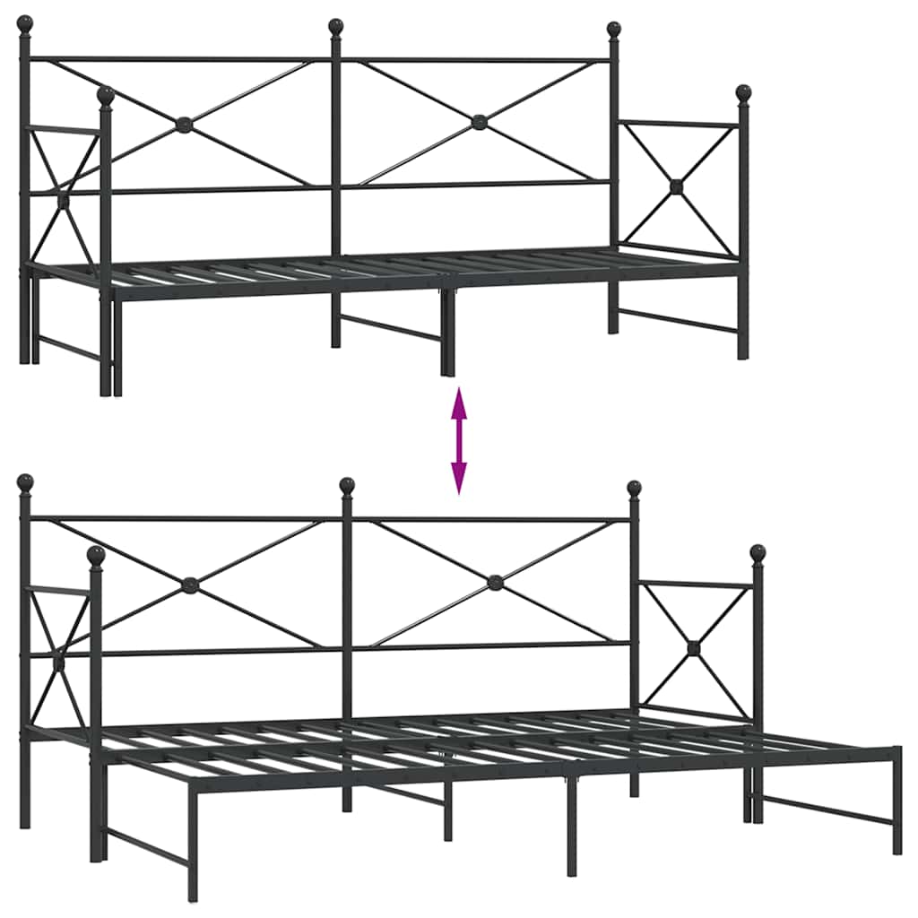 Dagseng med trille uten madrass svart 90x200 cm stål