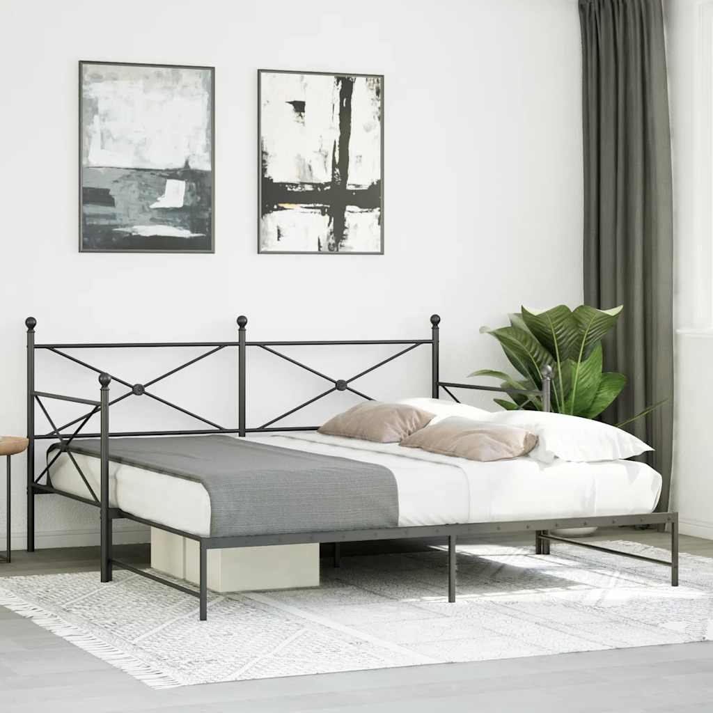 Dagseng med trille uten madrass svart 100x200 cm stål