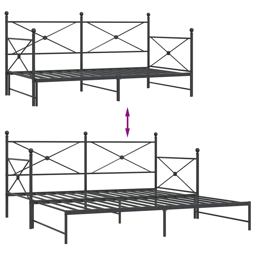 Dagseng med trille uten madrass svart 100x200 cm stål