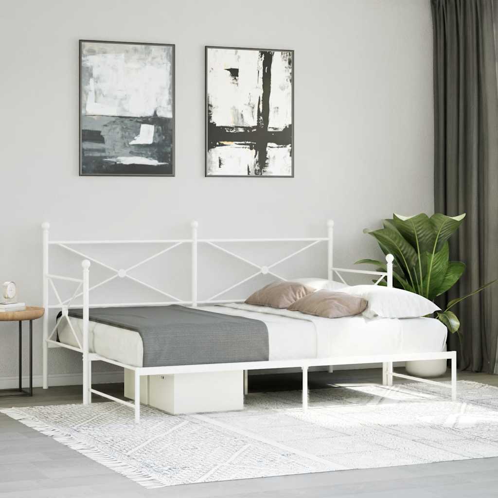 Dagseng med trille uten madrass hvit 75x190 cm stål vidaXL