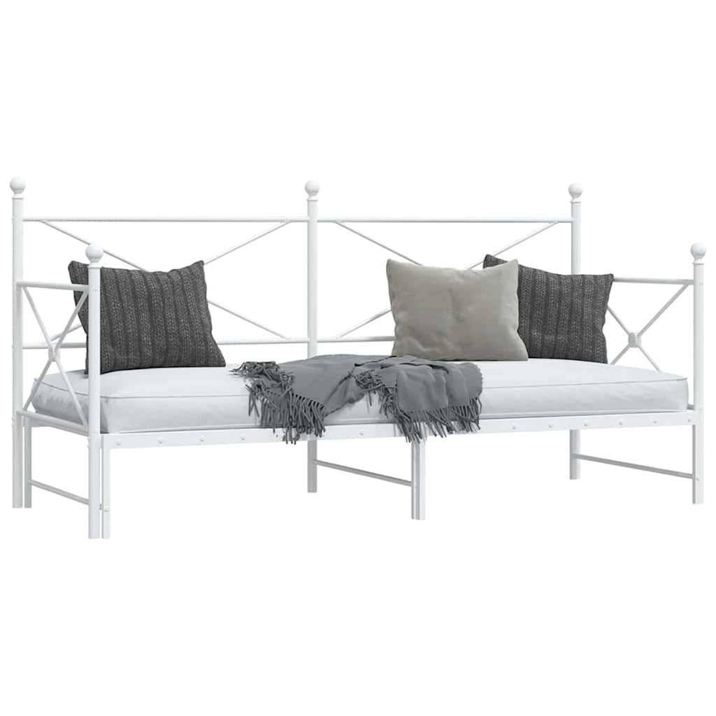 Dagseng med trille uten madrass hvit 75x190 cm stål vidaXL