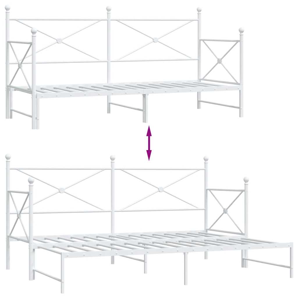Dagseng med trille uten madrass hvit 75x190 cm stål vidaXL