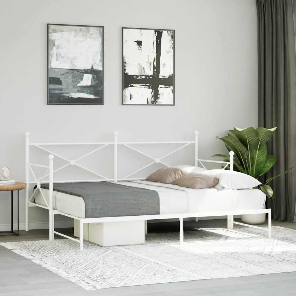 Dagseng med trille uten madrass hvit 90x200 cm stål