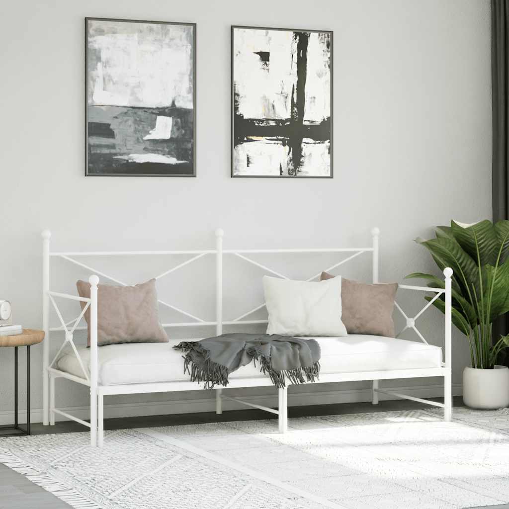 Dagseng med trille uten madrass hvit 90x200 cm stål