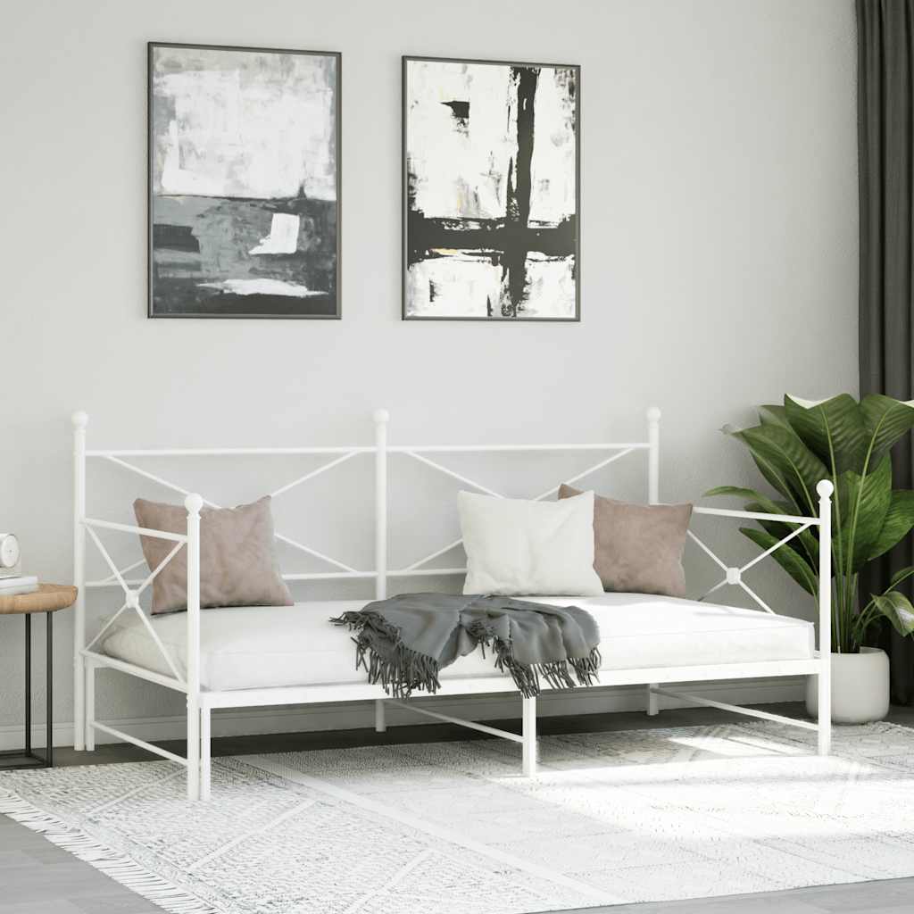 Dagseng med trille uten madrass hvit 100x190 cm stål