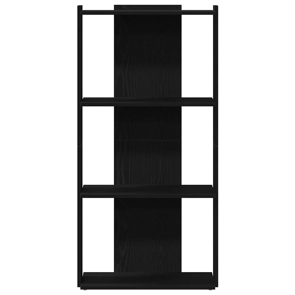 Bokhylle 3 etasjer svart 60x30x120 cm konstruert tre