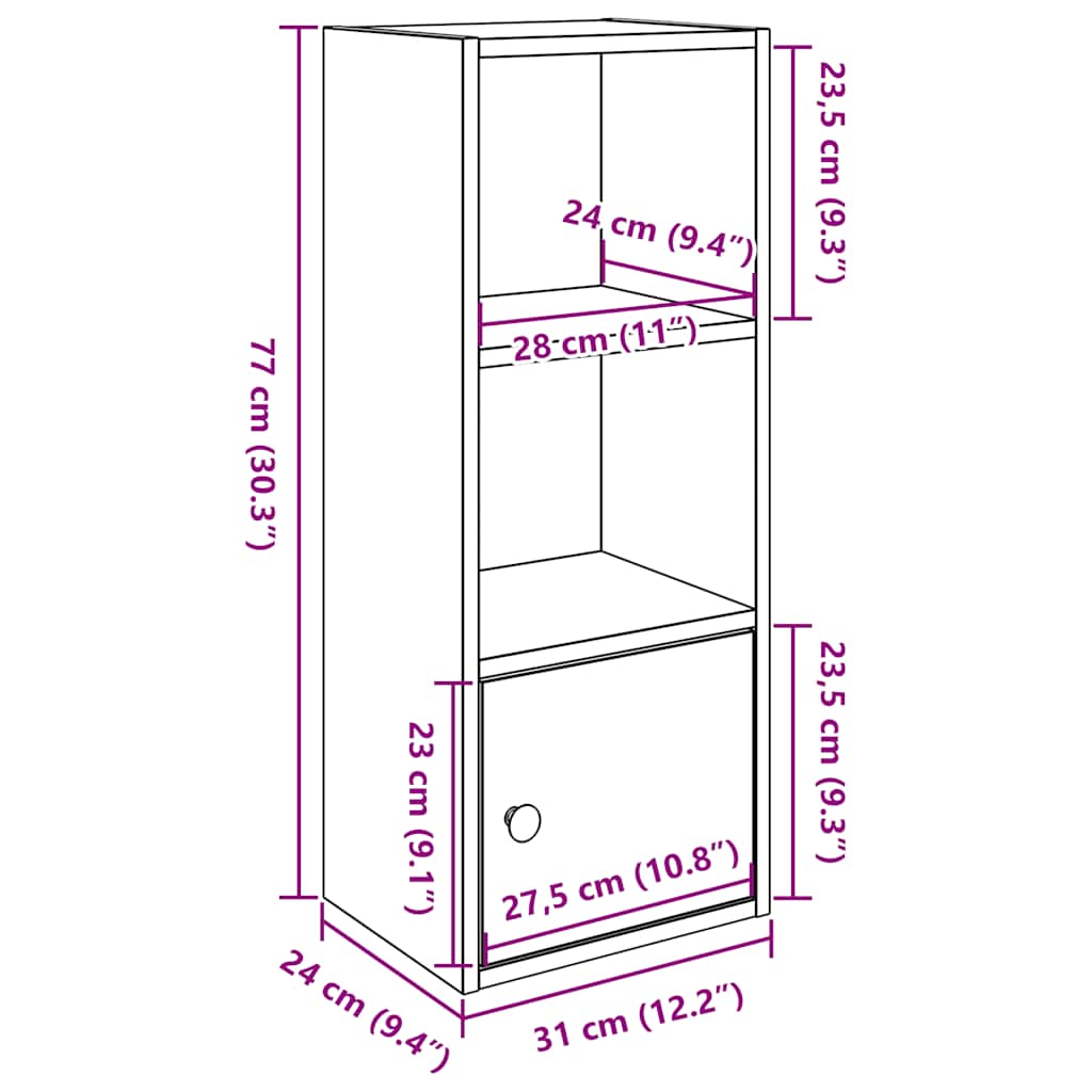 Bokhylle svart eik 31x24x77 cm konstruert tre