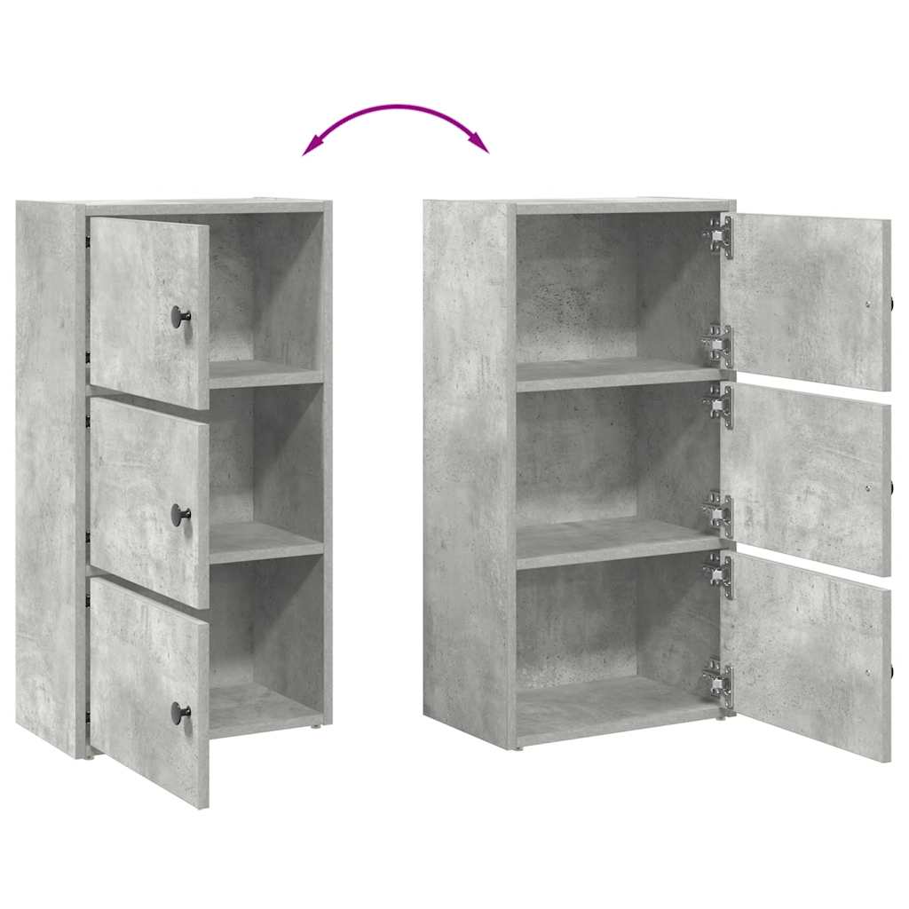 Bokhylle betonggrå 40x24x77 cm konstruert tre