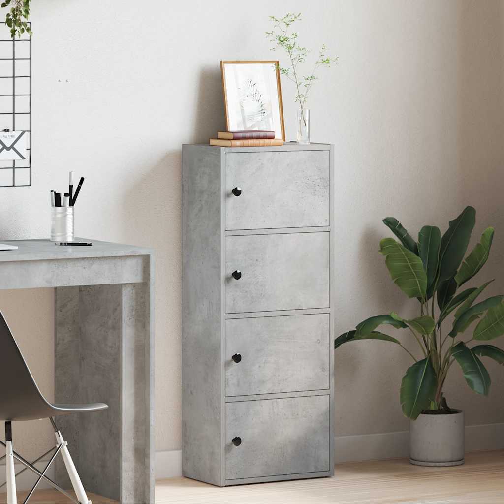 Bokhylle betonggrå 40x24x102 cm konstruert tre
