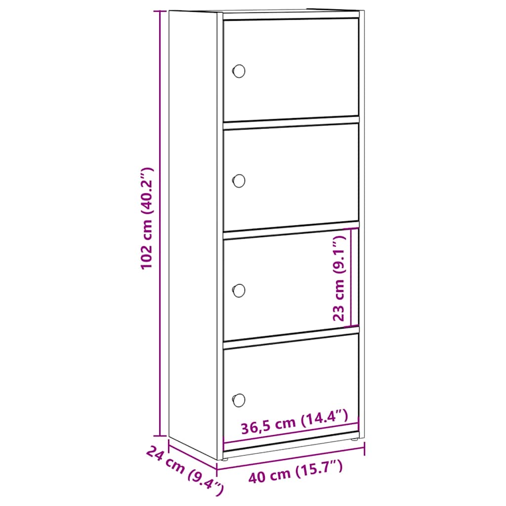 Bokhylle artisan eik 40x24x102 cm konstruert tre vidaXL