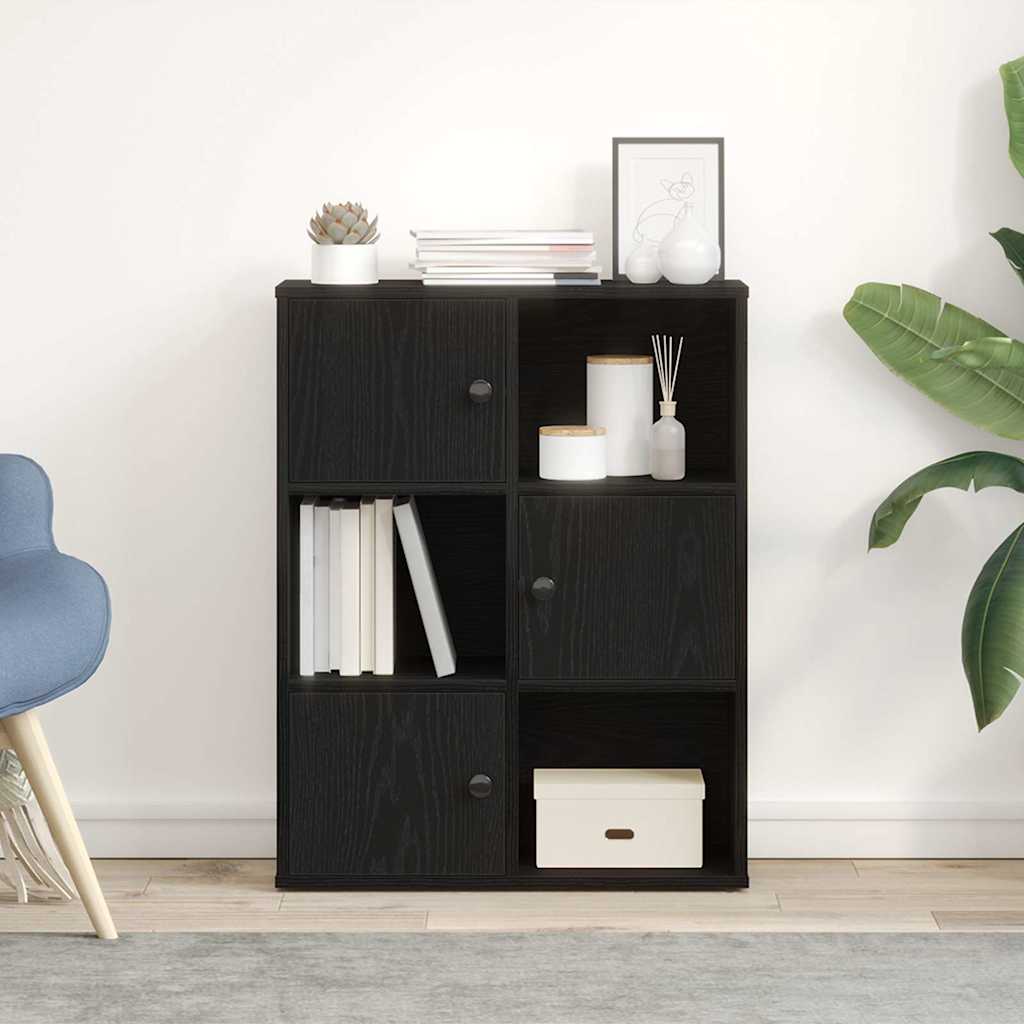 Bokhylle svart eik 60x24x76,5 cm konstruert tre