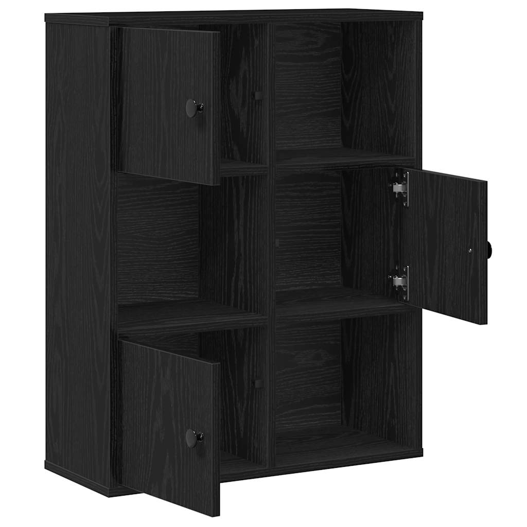 Bokhylle svart eik 60x24x76,5 cm konstruert tre