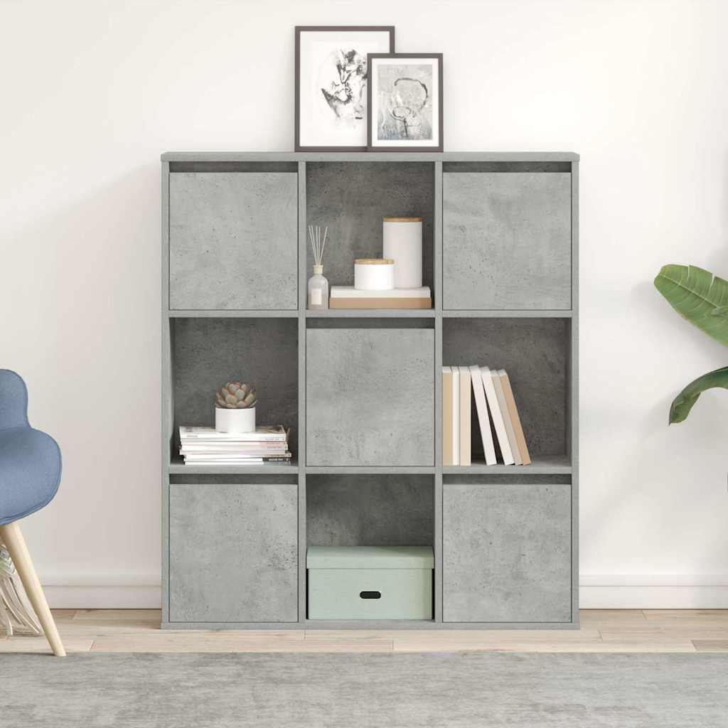 Bokhylle betonggrå 89x24x101,5 cm konstruert tre