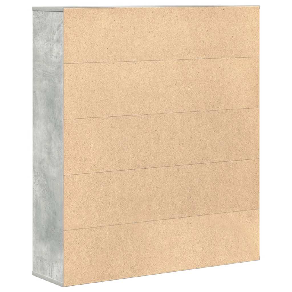 Bokhylle betonggrå 89x24x101,5 cm konstruert tre