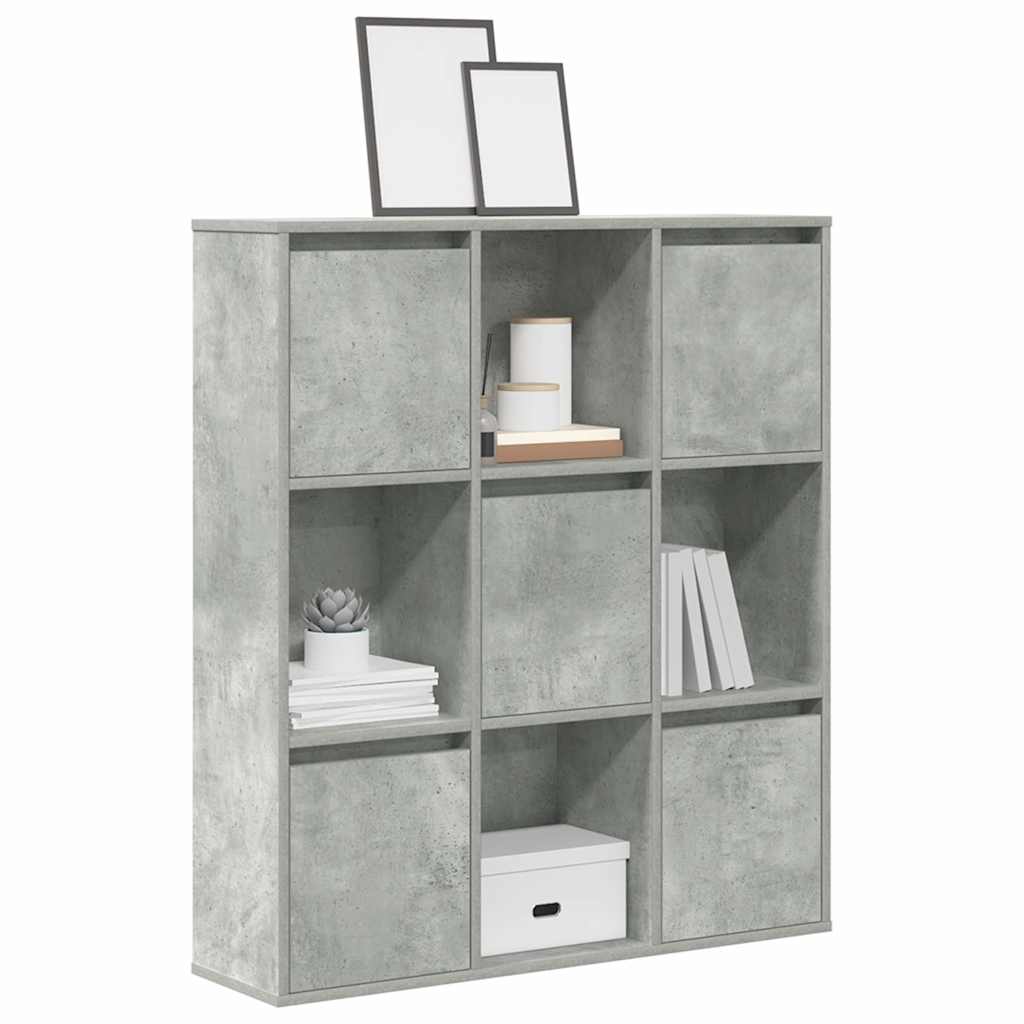 Bokhylle betonggrå 89x24x101,5 cm konstruert tre