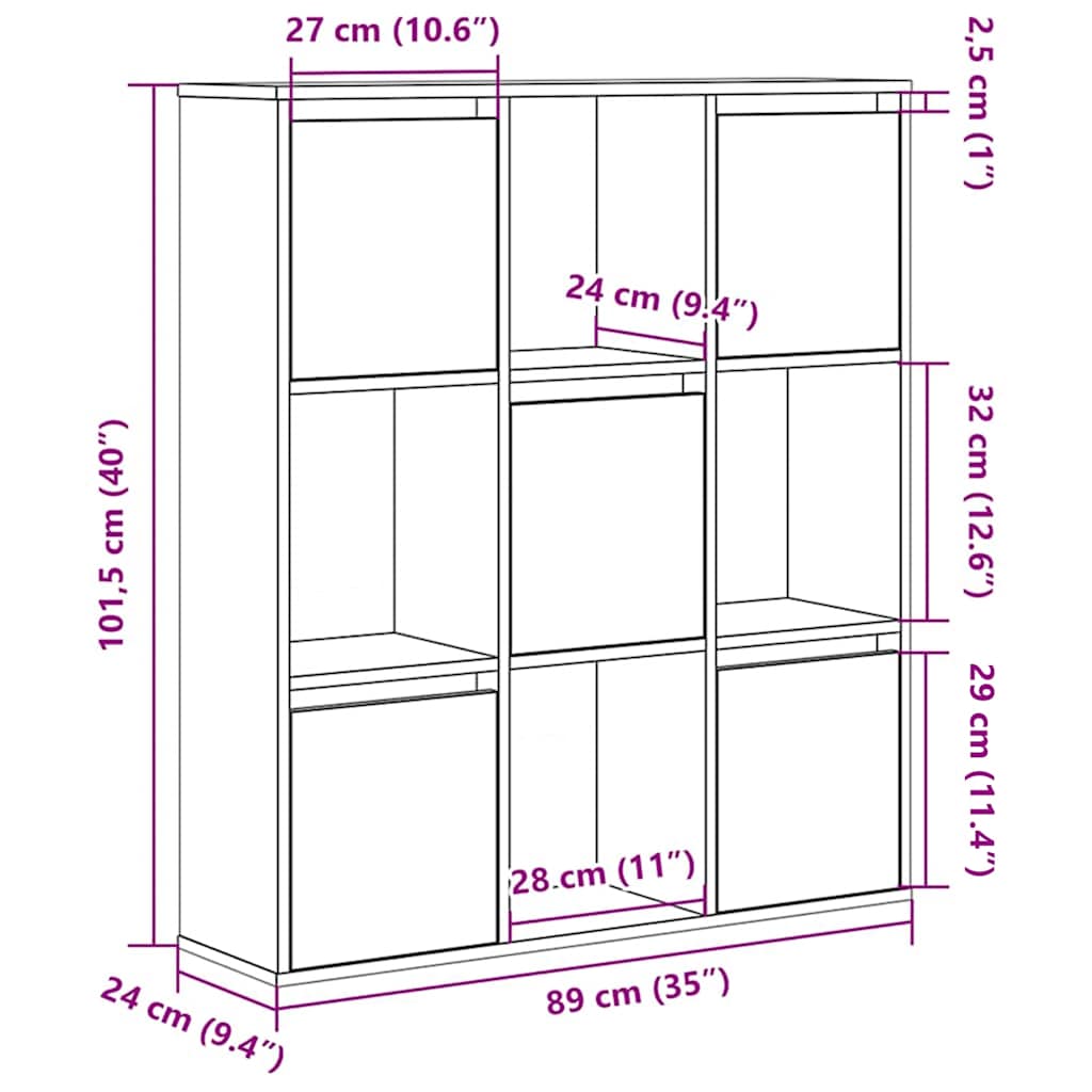 Bokhylle gammelt tre 89x24x101,5 cm konstruert tre