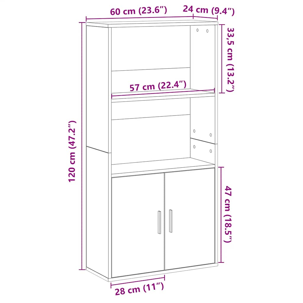 Bokhylle sonoma eik 60x24x120 cm konstruert tre vidaXL