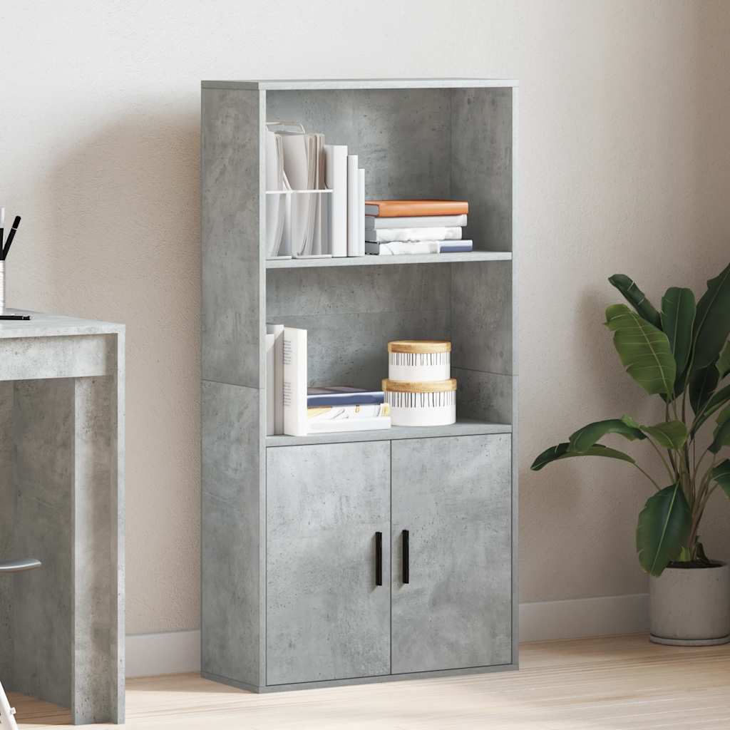 Bokhylle betonggrå 60x24x120 cm konstruert tre