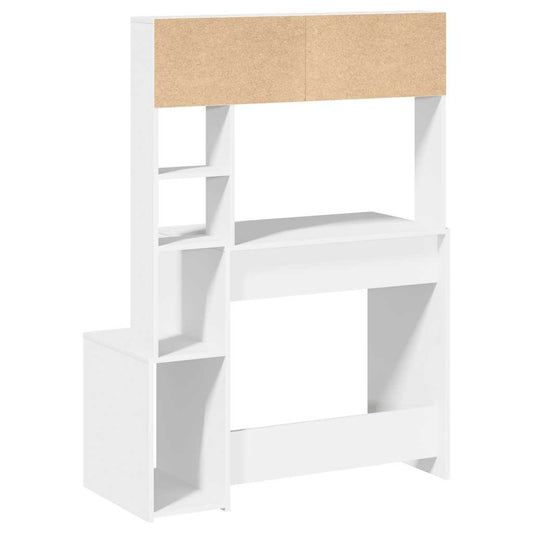 Skrivebord med hyller hvit 100x45x140 cm konstruert tre