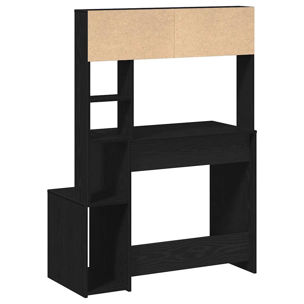 Skrivebord med hyller svart 100x45x140 cm konstruert tre