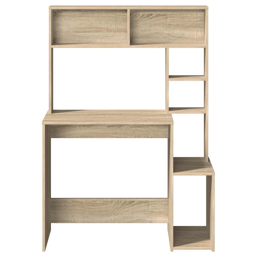 Skrivebord med hyller sonoma eik 100x45x140 cm konstruert tre