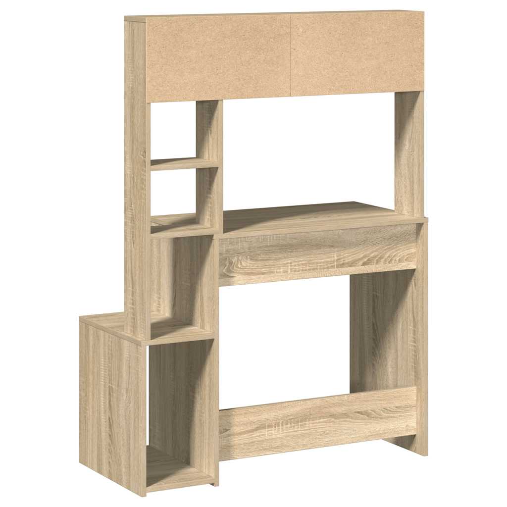 Skrivebord med hyller sonoma eik 100x45x140 cm konstruert tre