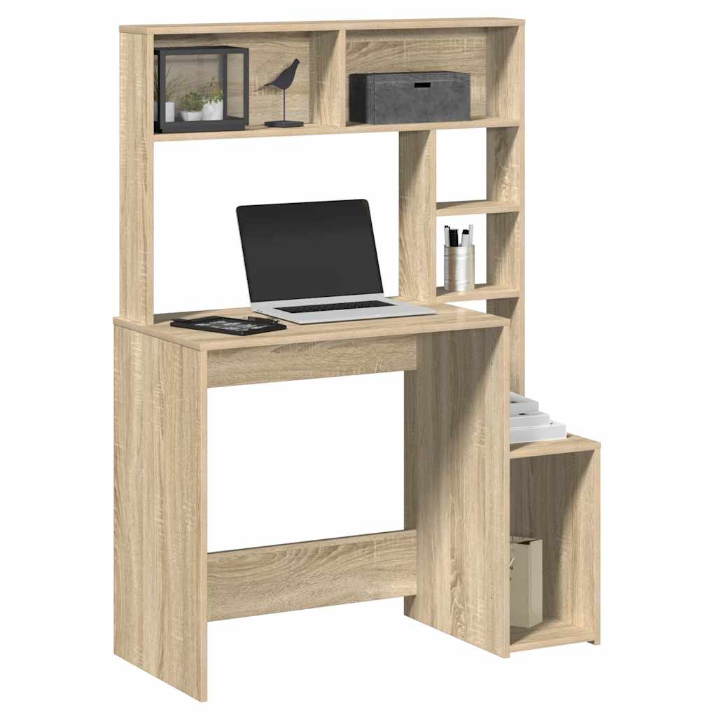 Skrivebord med hyller sonoma eik 100x45x140 cm konstruert tre