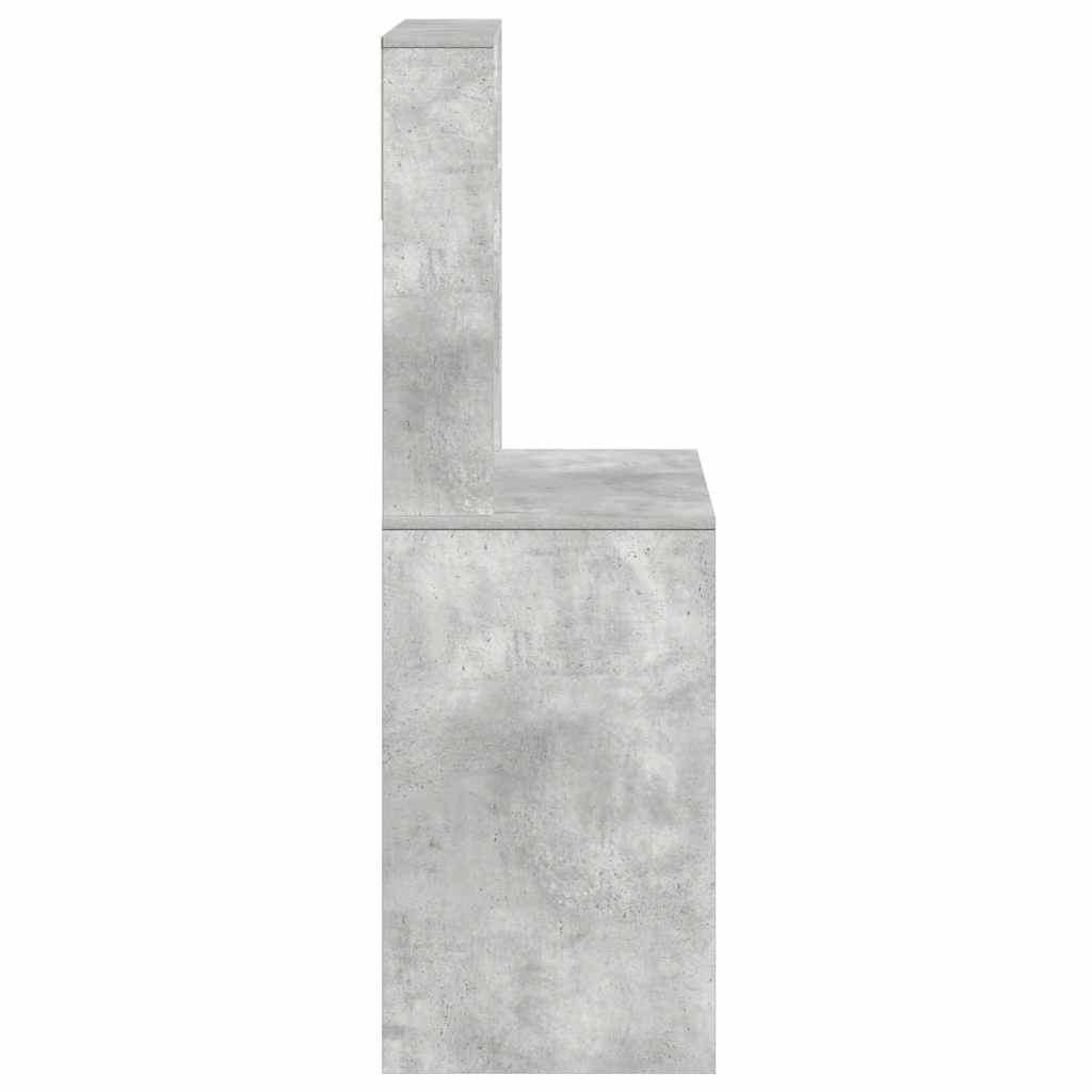 Skrivebord med hyller betonggrå 100x45x140 cm konstruert tre