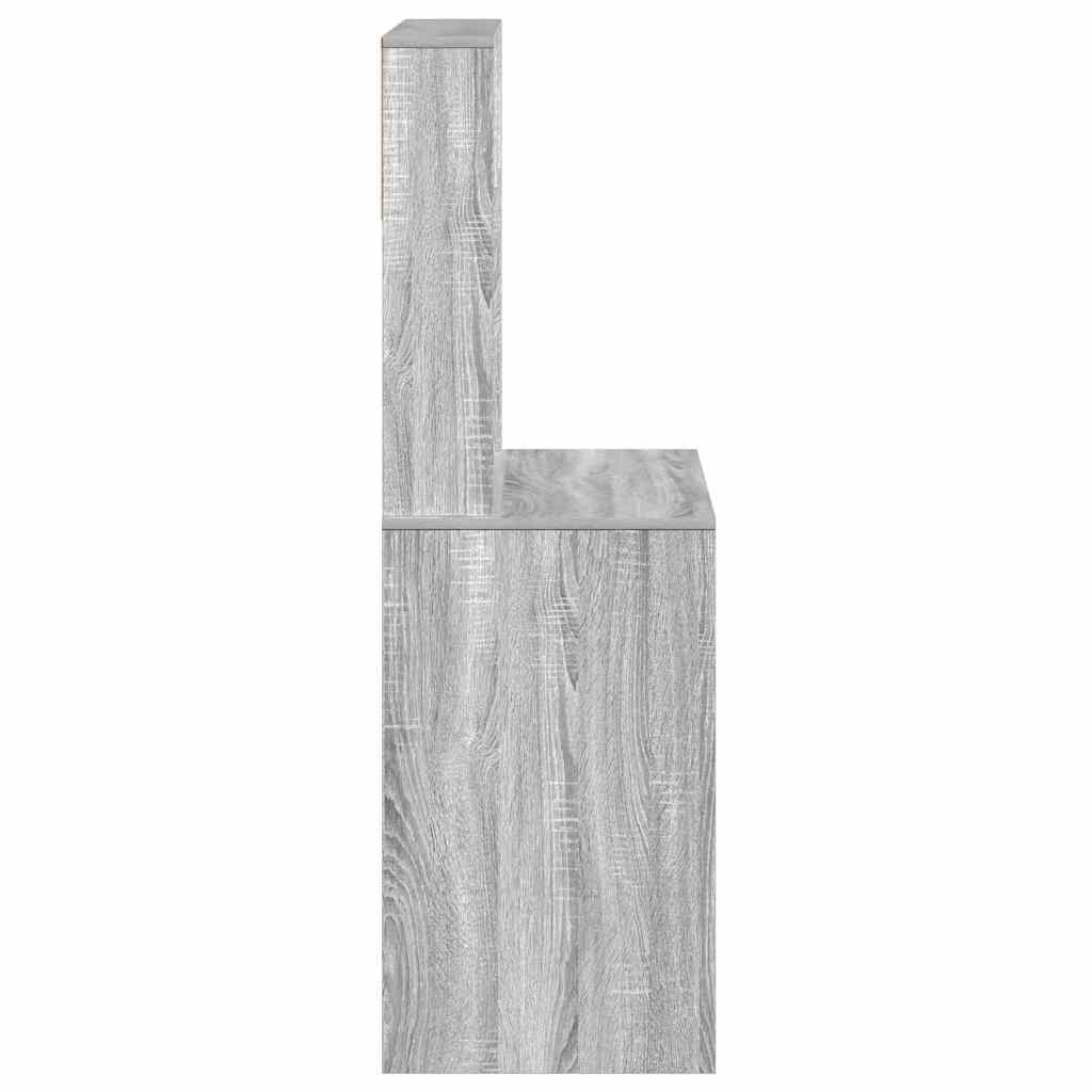 Skrivebord med hyller grå sonoma 100x45x140 cm konstruert tre